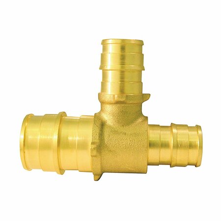 CONBRACO Apollo Valves Expansion Series Reducing Pipe Tee, 3/4 x 1/2 x 1/2 in, Barb, Brass, 200 psi Pressure EPXT341212